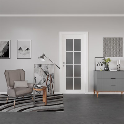 Palladio 8 Lite DIY-Friendly Manufactured Wood and Glass Paneled Interior Door