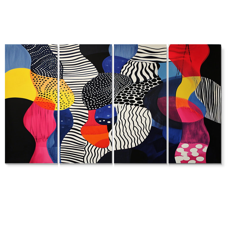 «Organic Colorful Delights II», art mural abstrait, toile 4 pièces, H 28 po x l 48 po
