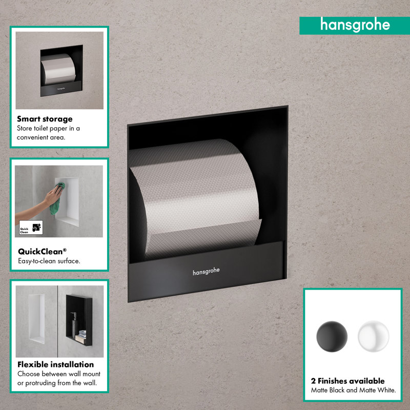 XtraStoris Original Recessed Toilet Paper Holder 6"x 6"x 5.5", Brushed Stainless Steel