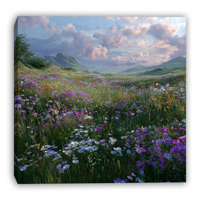Alpine Wildflower Valley Wrapped Canvas Wall Art