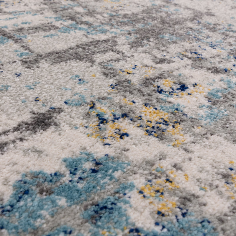 Glosco Abstract Splash Blue/Grey Area Rug, Rectangle 120 x 170cm