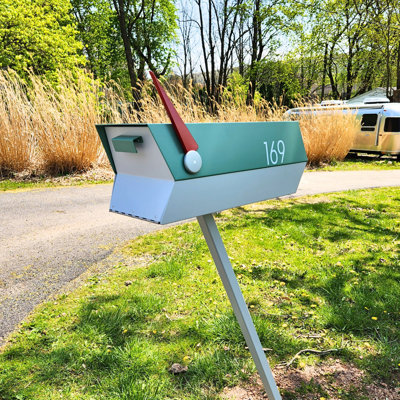 Mid-Century Modern Curbside Post Mounted Mailbox