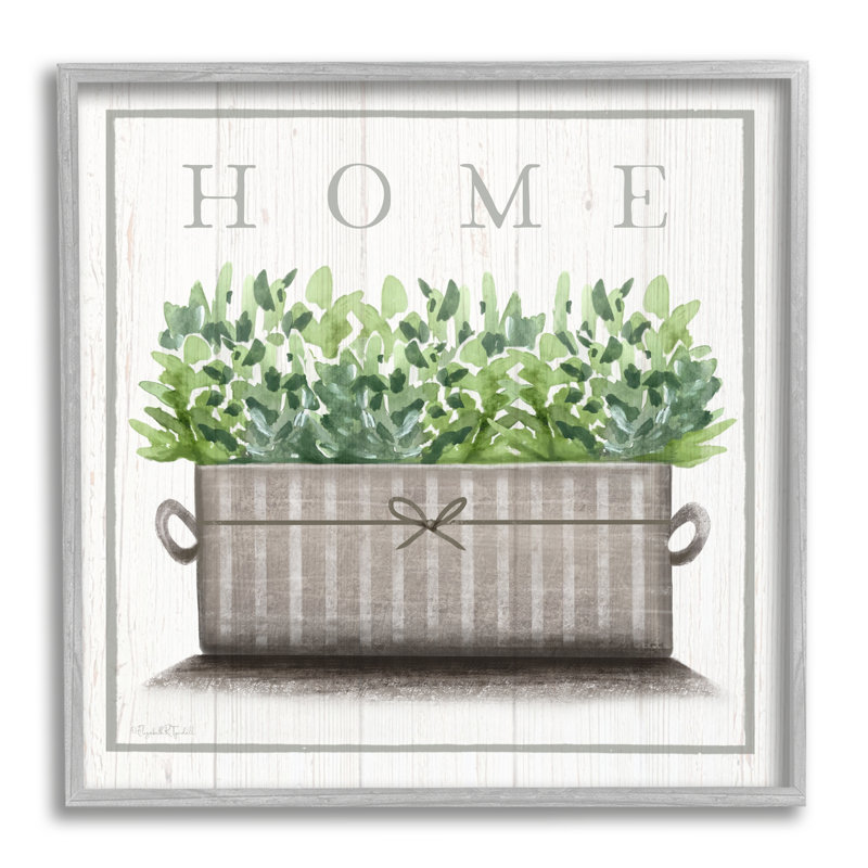 «Country Home» en pot plante rustique signe par Elizabeth Tyndall - impression, L 17 po x H 17 po