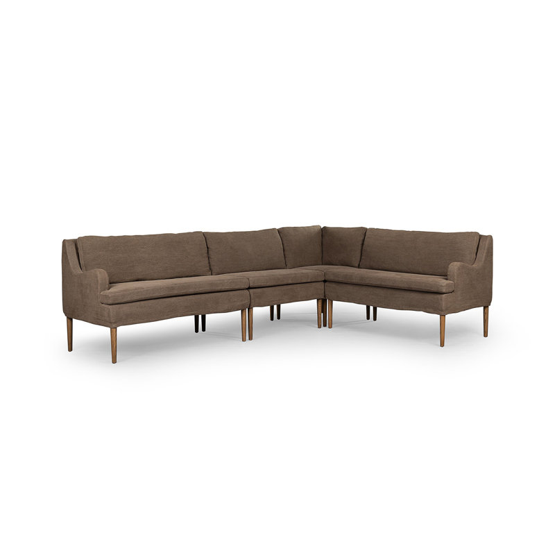 Aurelia Modular 3-Piece Slipcover Sectional, Broadway Coffee Linen, Right Hand Facing, 34.5" H x 99" W x 76" D