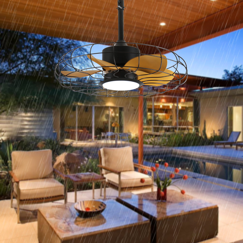 Ventilateur de plafond extérieur 23 po avec lumières, ventilateur étanche IP65 avec télécommande avec 3 vitesses à 6 vitesses pour pergola de patio