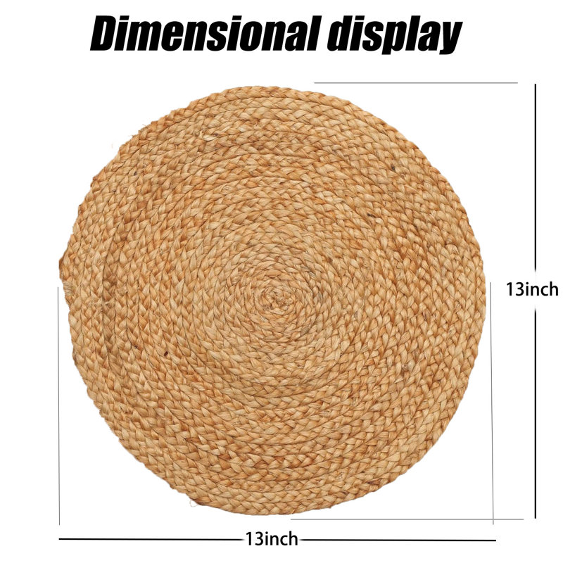 Hand Braided Natural Jute Round Dining Placemats Set of 8