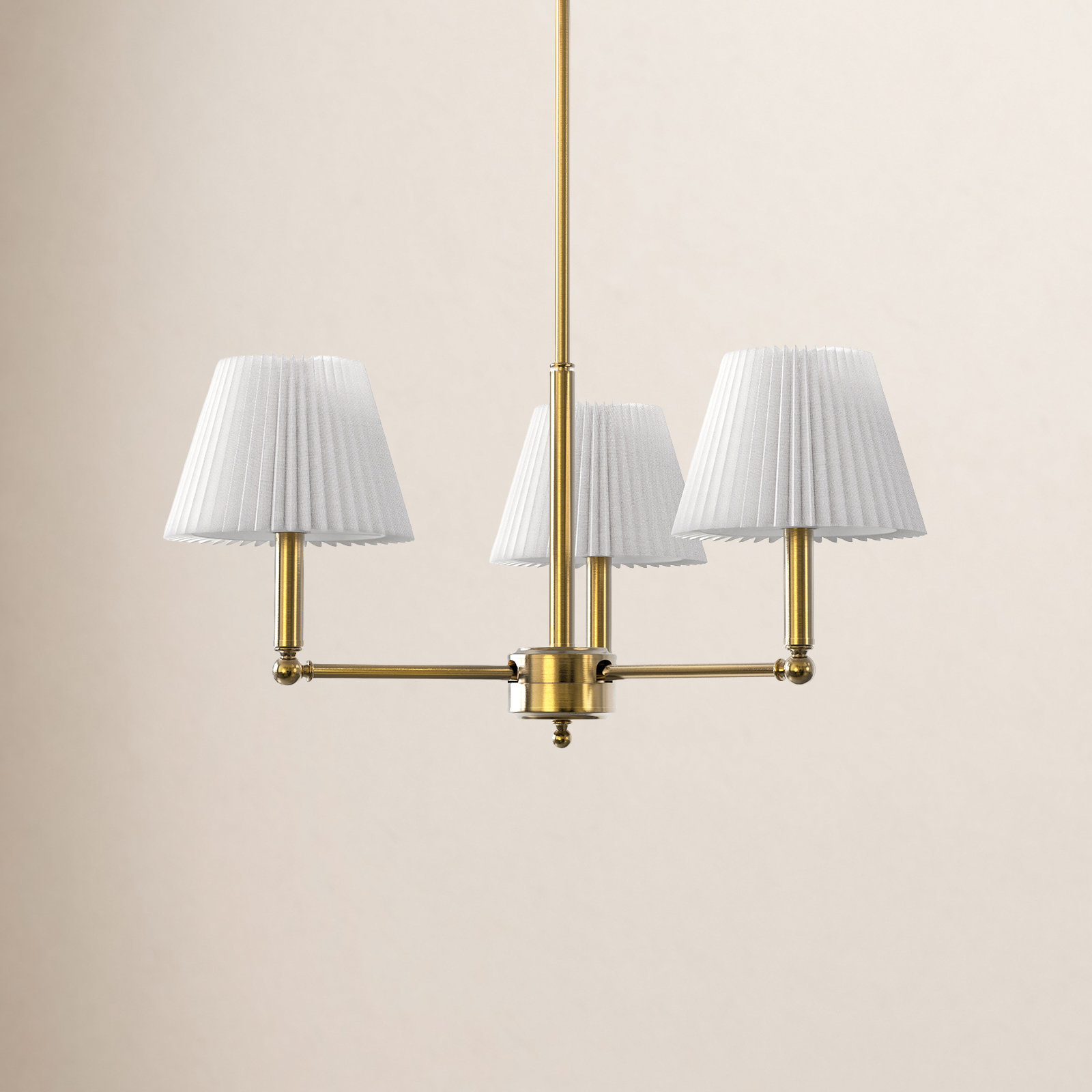 Costa Iron 3-Light Chandelier, Brushed Brass