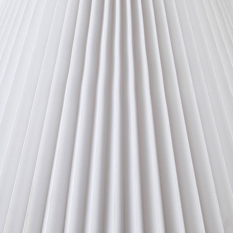 Lampe de table en céramique texturée avec abat-jour en tissu plissé blanc, ampoule DEL 9 W incluse, cordon transparent de 60 po, éclairage vers le bas, interrupteur rotatif marche / arrêt