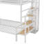 Lit superposé simple au-dessus d'un lit double en métal avec escalier de rangement et garde-robe ouverte-990821493