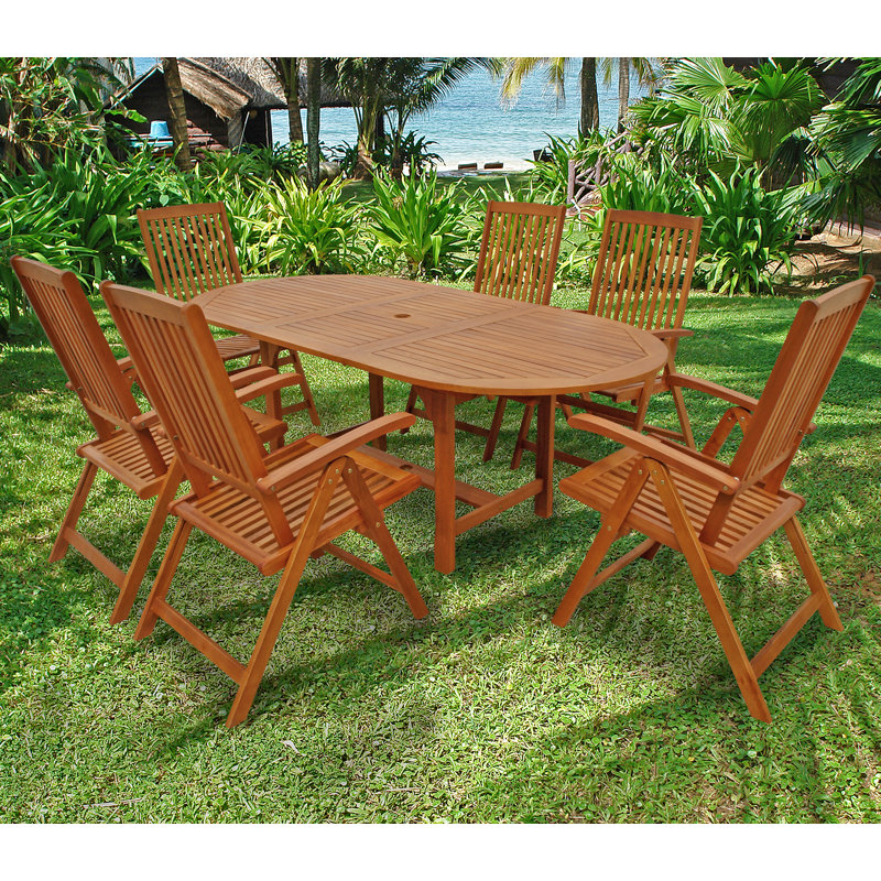 Amerius 6 - Person Wood Patio Dining Set with Oval Table
