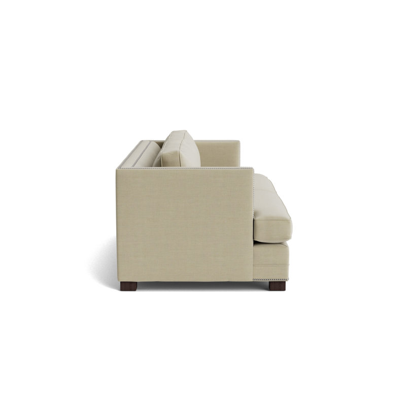Keaton With Nails 94 Sofa, Brushed Nickel, Performance Linen - Flax, Java