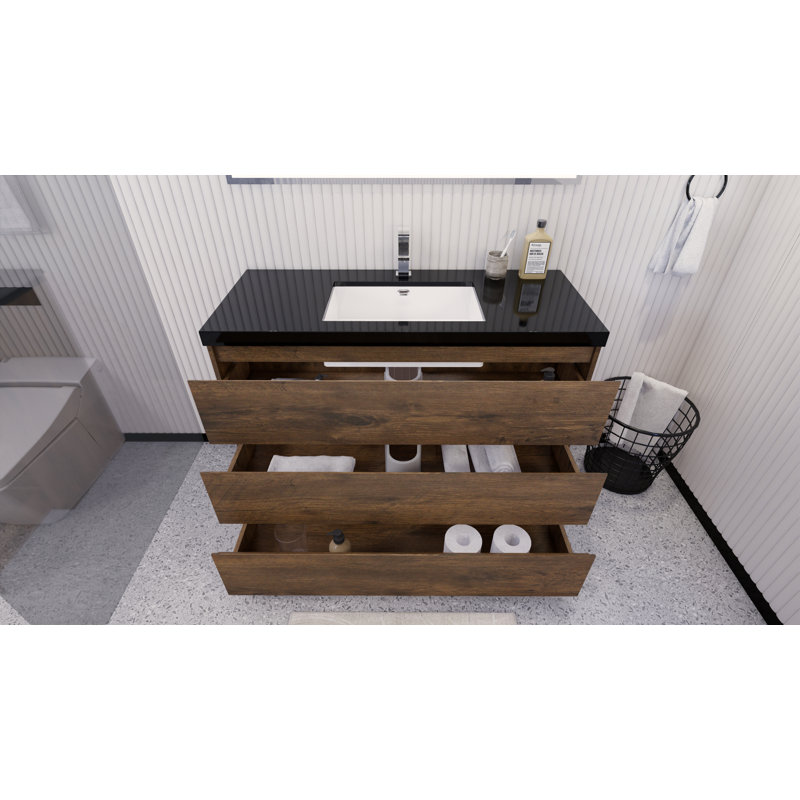 Reyes 47'' Single Bathroom Vanity Base Only, Rosewood