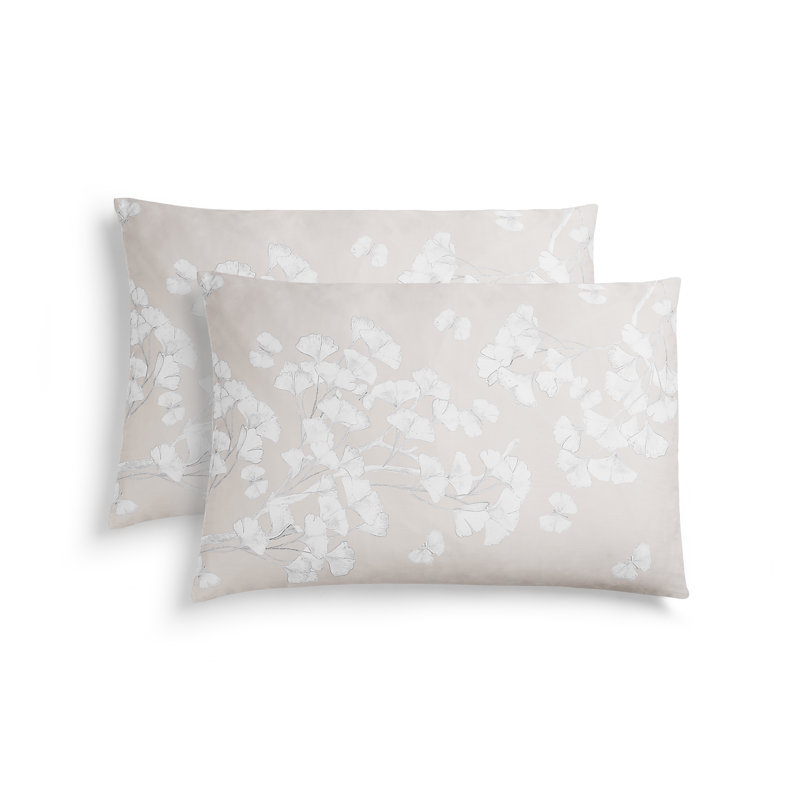 Butterfly Gingko Shams, Standard, White;Stone