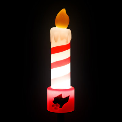 Candle with Holly Outdoor Christmas Pathway Markers - 17.25" - Set of 3