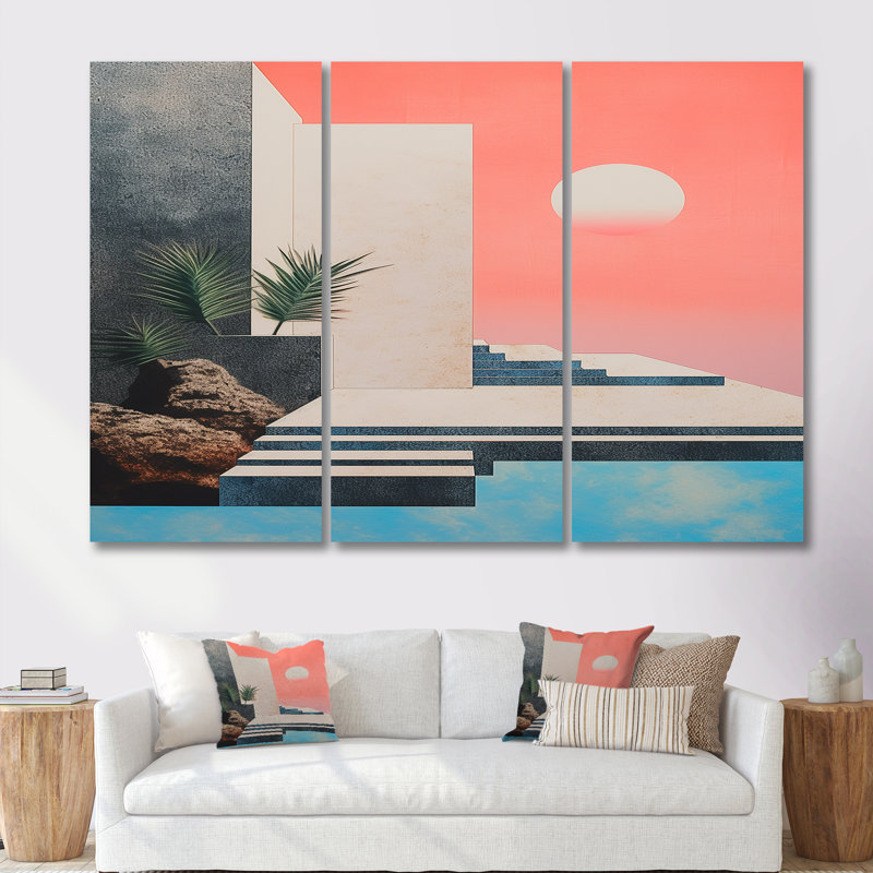 Katherina - ensemble d'art mural abstrait paysage, Toile tendue, H 32 po x l 48 po x P 1 po