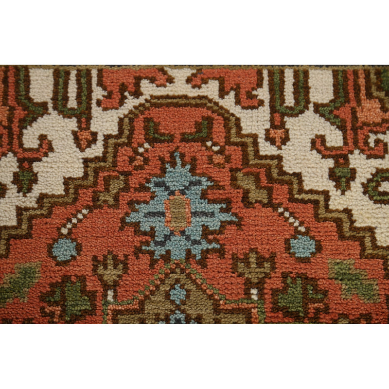 Tapis de couloir géométrique Heriz Serapi fait à la main 3 x 10
