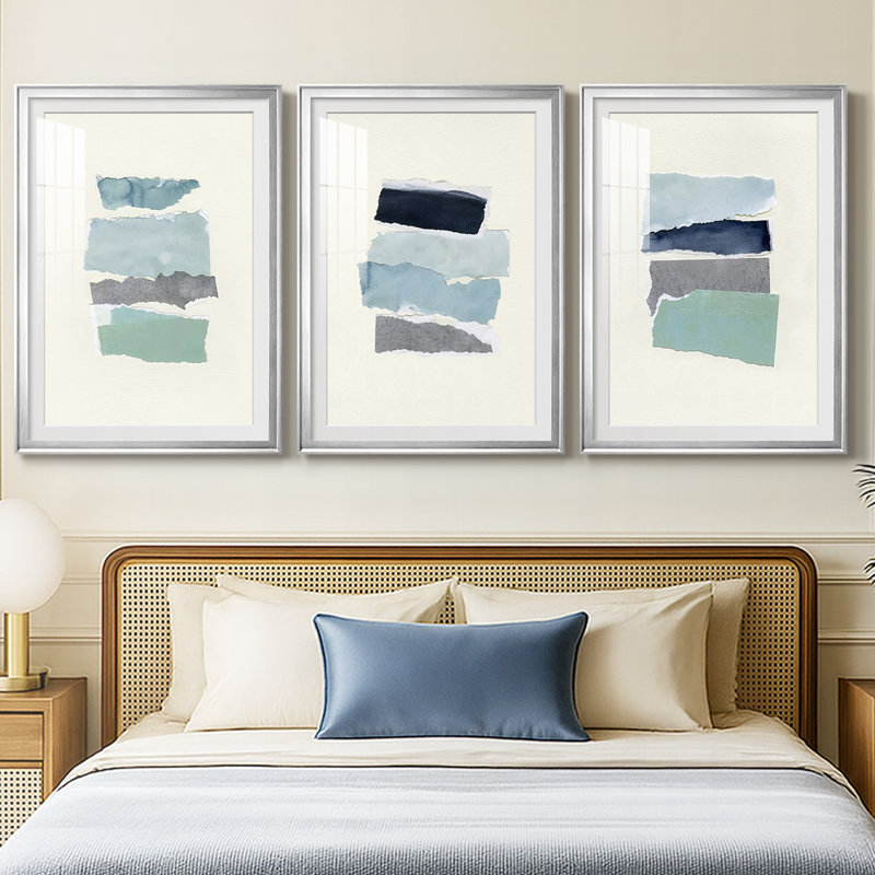 Étude de couleurs sur le bord de mer II - reproduction sur mesure encadrée de qualité supérieure - 3 pièces