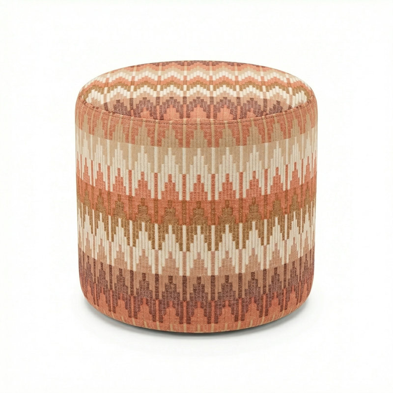 Berlin Gardens Lilly Hive 18" Round Pouf, Orange/Beige