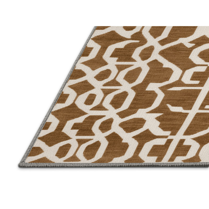 Tapis brun treillis lavable à la machine, Rectangulaire 2 pi x 3 pi