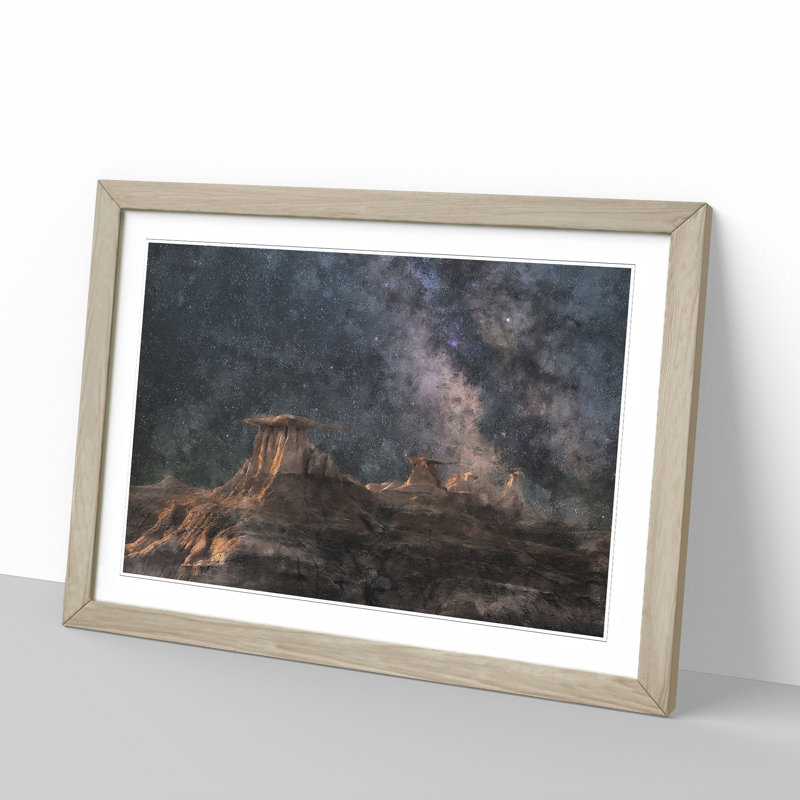 Badlands in South Dakota - Picture Frame Painting, 48cm H x 65cm W x 2cm D, Oak Framed