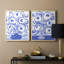 «Blue Brush Flowers I», reproduction encadrée de qualité supérieure - prête à être accrochée - aucun clou requis - aucun clou requis-728780312-728780313