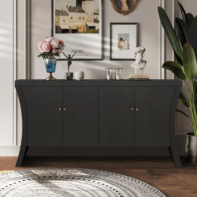 Armoire de rangement 4 portes avec pieds en bois