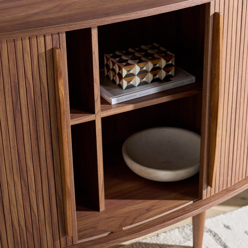 Sabby Tambour Door Compact Tv Stand, Walnut