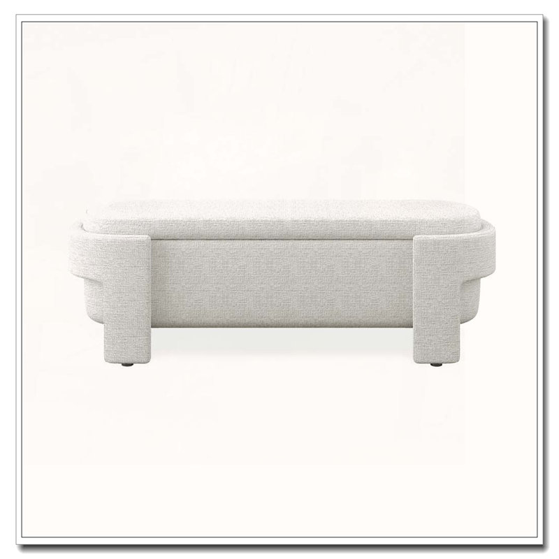 Linen Upholstered Bench with Large Storage Space, Beige