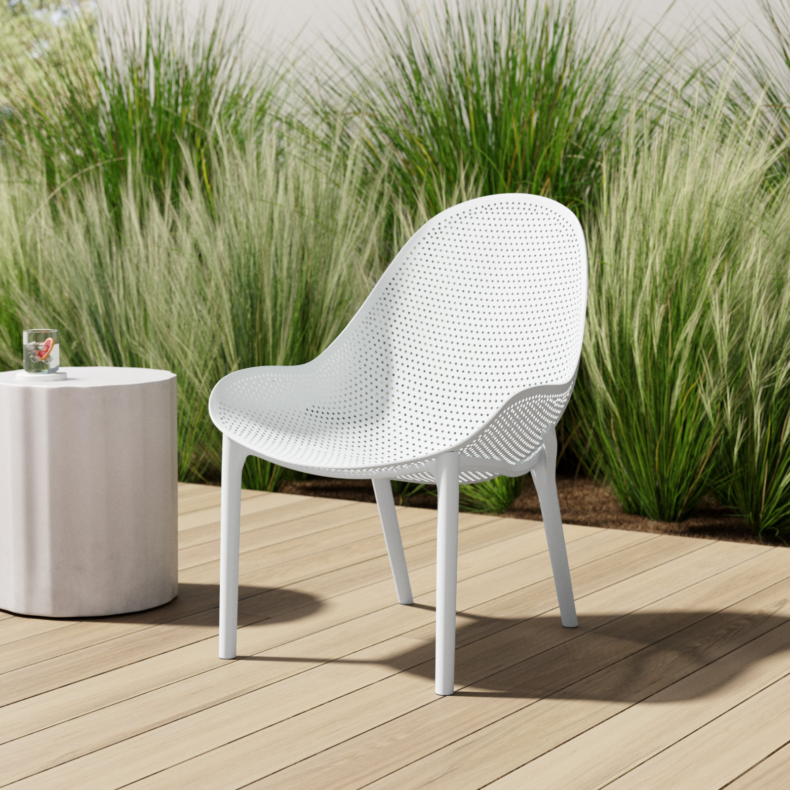 Farrah Outdoor Armless Lounge Chair, White