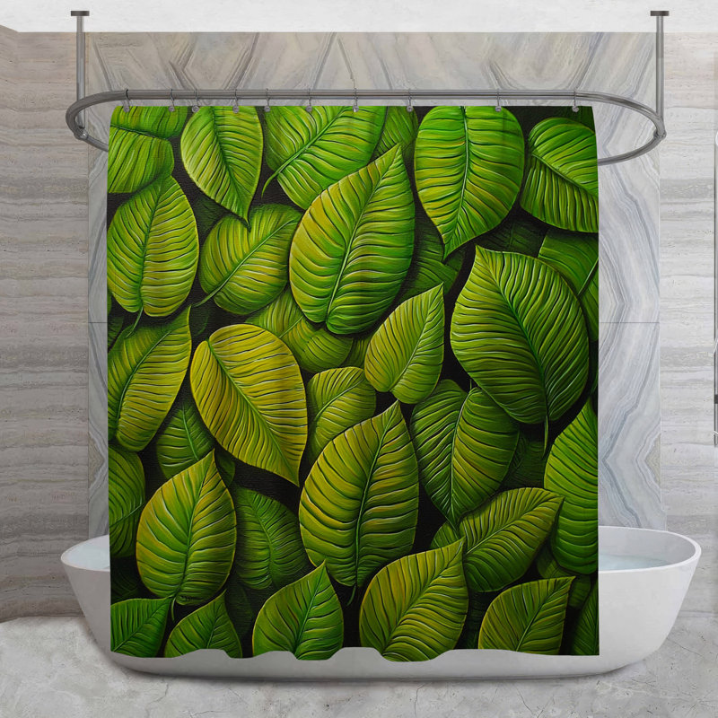 Rideau de douche à feuilles - Botanique décor de salle de bain tropical, H 84 po x l 70 po