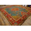 Bold Tribal Antique Light Blue Turkish Hand Knotted Wool Pile Medallion Oushak Rug