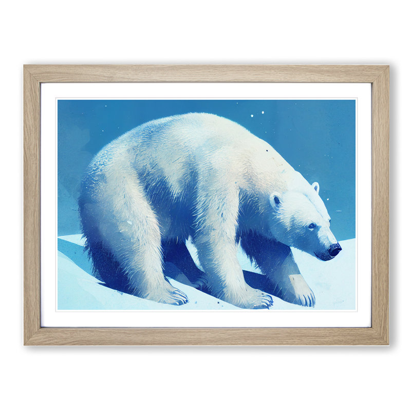 Polar Bear Vol.1 - Single Picture Frame Print, 34cm H x 46cm W x 2cm D, Oak
