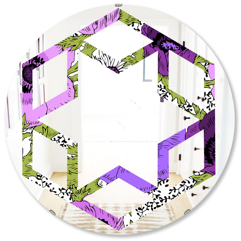 Miroir mural Hexagon Star Coastal, 23,6 po x 23,6 po, Fleurs fantastiques