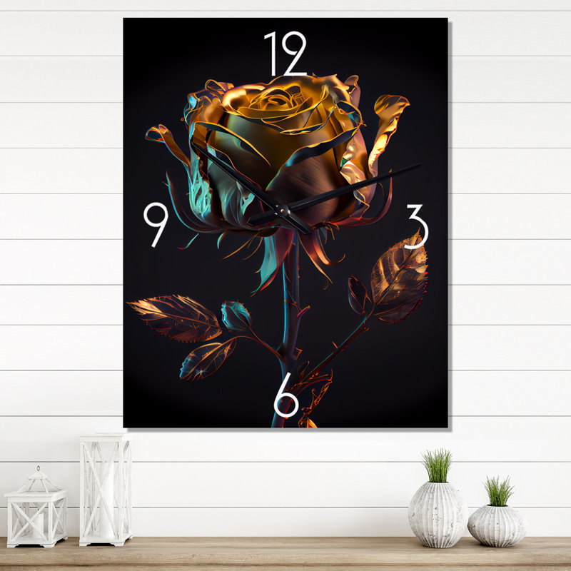 Horloge murale Glam Golden Rose I, Très petit