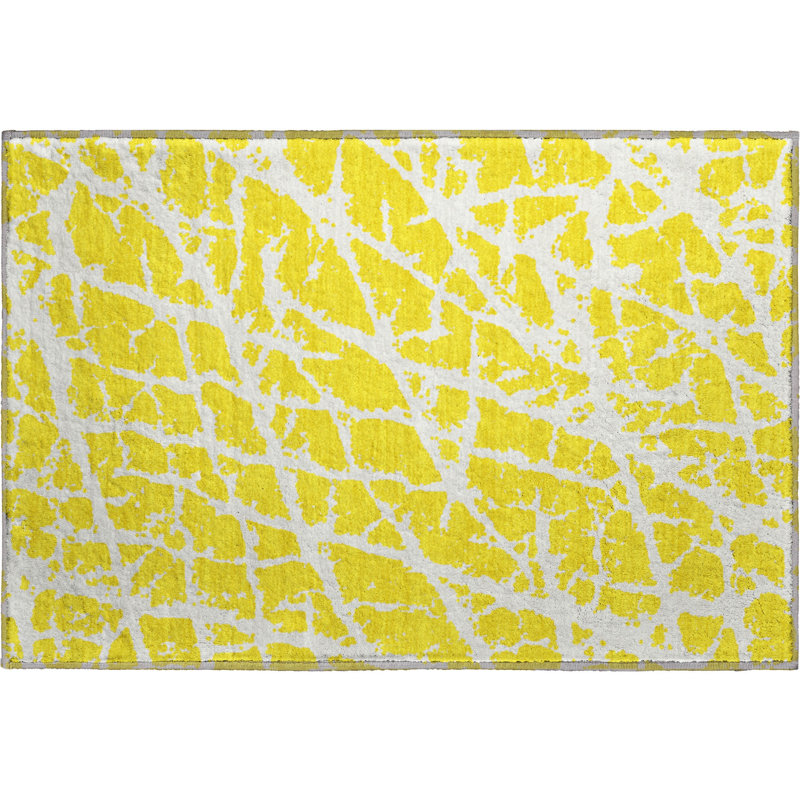 Premium Machine Washable Cerrito AMF501 Yellow Rug, Rectangle 1'8" x 2'6"