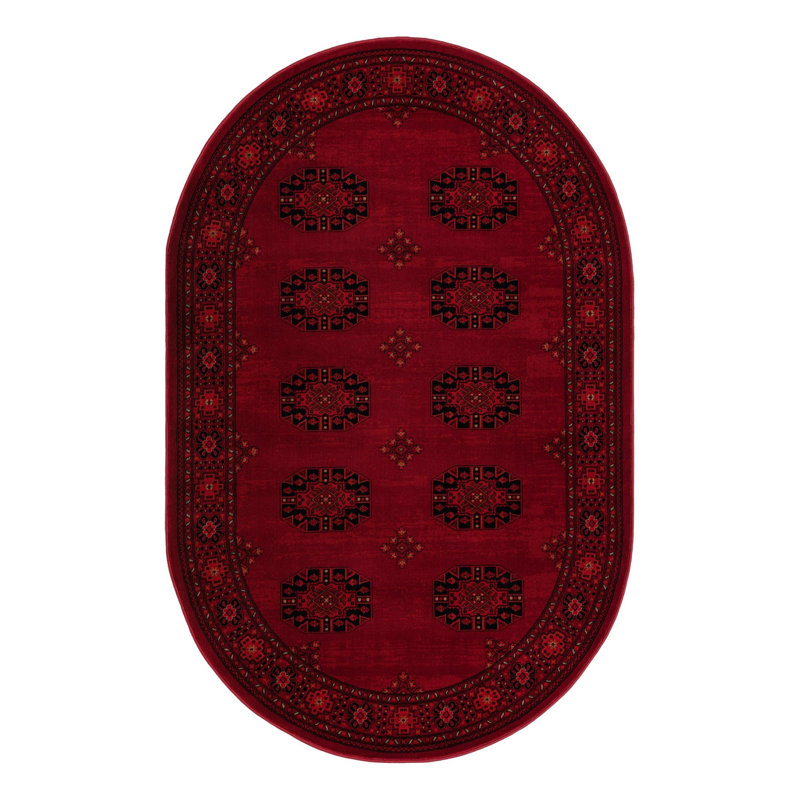 Tapis oriental rouge Amro, Oval 5'3" x 8'
