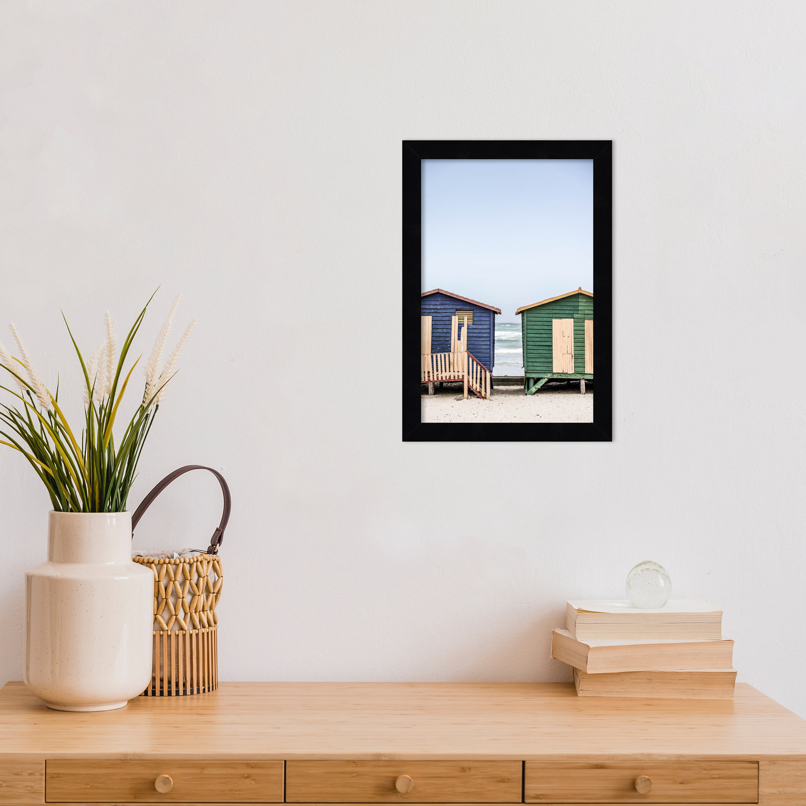 Popplewell "Blue and Green Huts" Print, Black, 13" H x 9" W