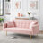 71.7" Modern Pink Teddy Fleece Sofa Bed, Multi-Functional Convertible Sofa Bed with 2 Throw Pillows-1922807401
