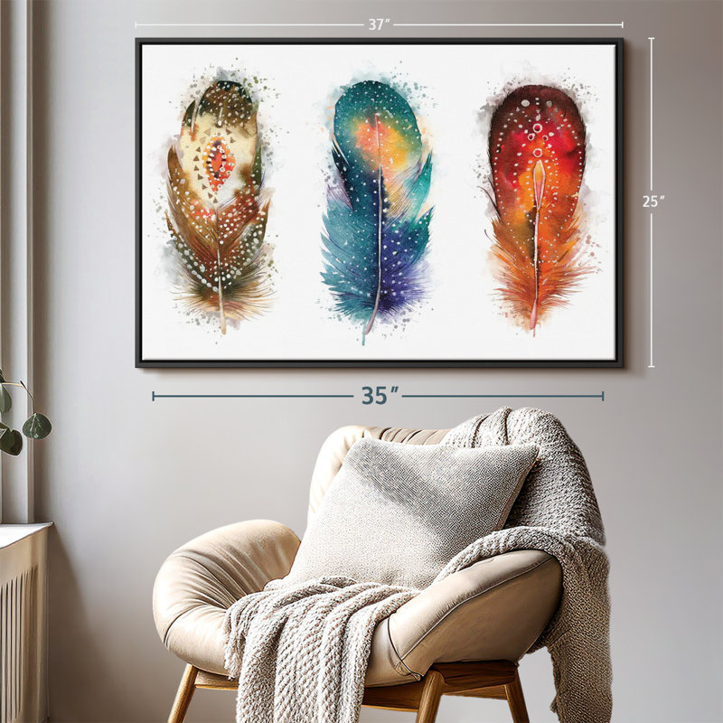 " Feather Patterns Splatter Canvas Print ", 25" H x 37" W