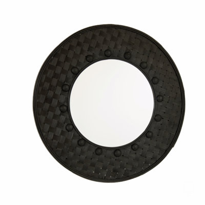 Miroir, miroir rond en bambou tissé à la main