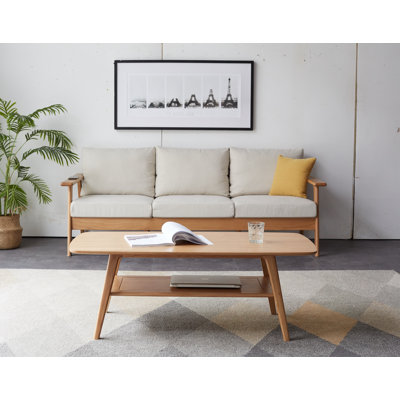 31.5"L Solid OakCoffee Table With Shelf