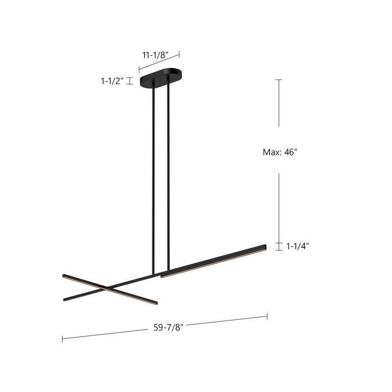 Shift 1 - Light LED Pendant, 1.25" H x 59.88" W x 0.63" D, Brushed Gold