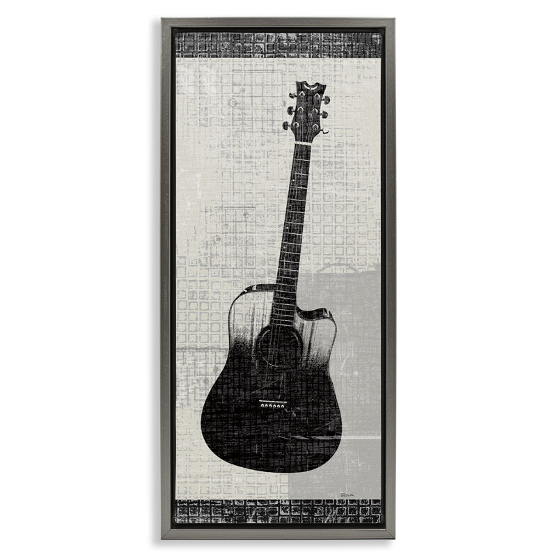 Art mural sur toile à motif de guitare acoustique flottante par Katrina Craven, H 25 po x l 11 po