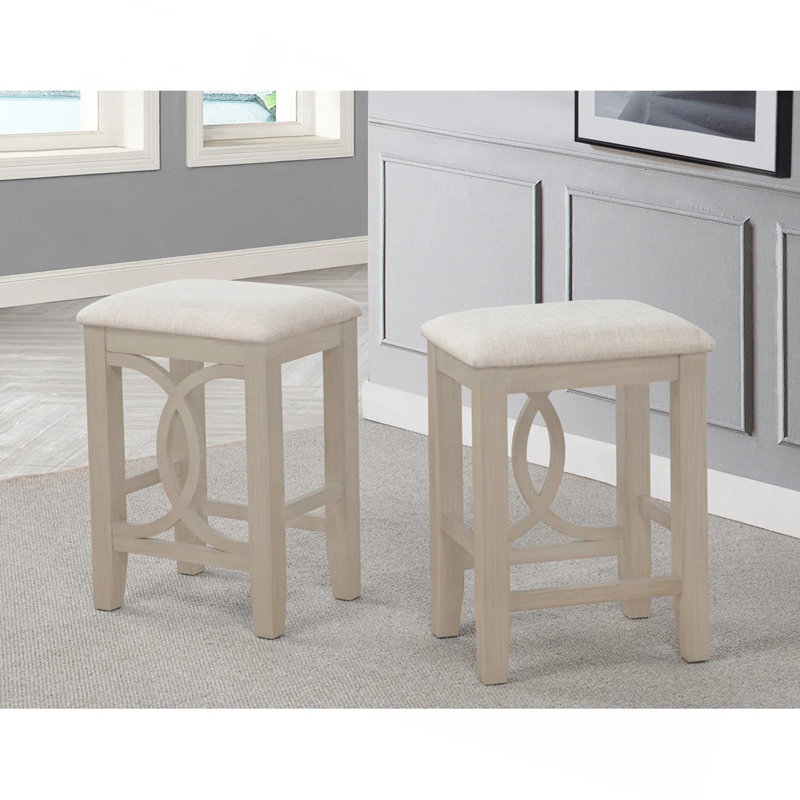 Ensemble de comptoir 3 pièces en bois blanc antique avec deux ports USB