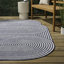Tapis intérieur / extérieur crème / bleu marine à rayures géométriques Octaviah-1508199101