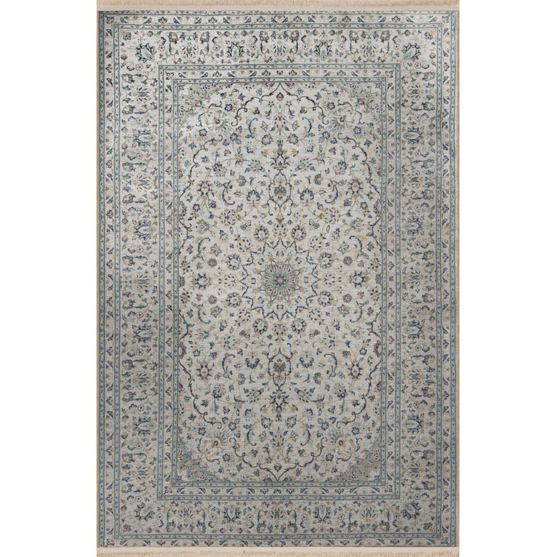 Tapis décoratif lavable à la machine Vintage, Rectangle 4 pi 7 po x 6 pi 7 po