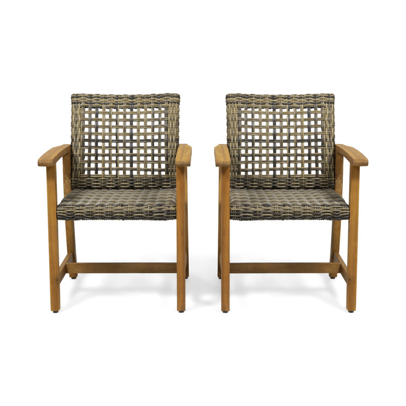 2 pièces en bois et chaises - support, tissage durable, base de salle à manger 26,47 l x 23,67 P 34,23H,
