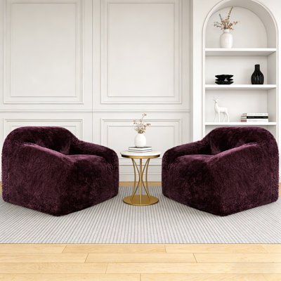 Ensemble de 2 chaises avec accoudoirs en fausse fourrure Boneless