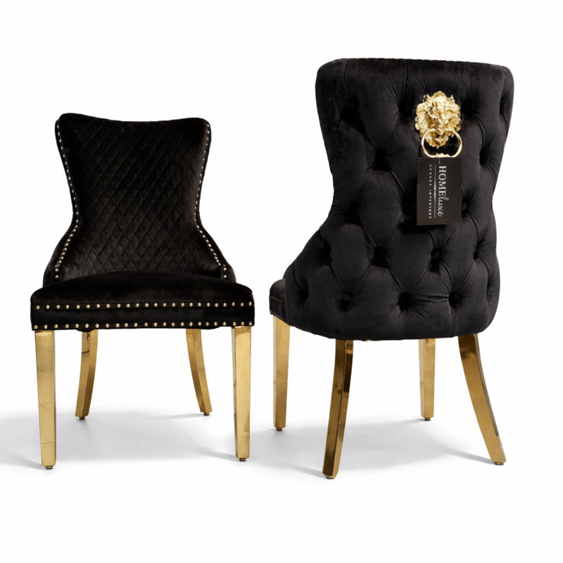 Upholstered Full Back Dining Chair, Black