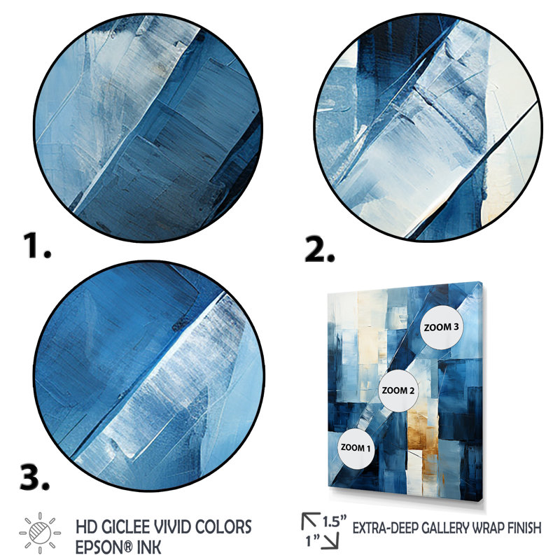 «Blue Nautical Shapes III - Coastal Minimalisme», art mural, Cadre flottant brun, H 20 po x l 12 po x P 1 po